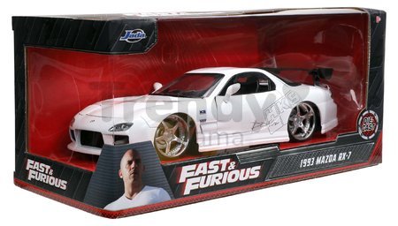 Autíčko Mazda RX-7 Fast & Furious Jada kovové s otvárateľnými časťami dĺžka 20 cm 1:24