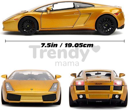 Autíčko Lamborghini Gallardo Fast&Furious Jada kovové s otvárateľnými časťami dĺžka 19 cm 1:24