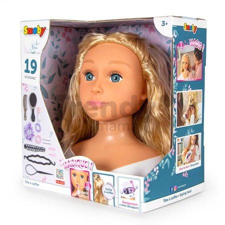 Česacia hlava pre kaderníčku so svetlými vlasmi My Beauty Blonde Styling Head Smoby vytváranie účesov s 19 doplnkami