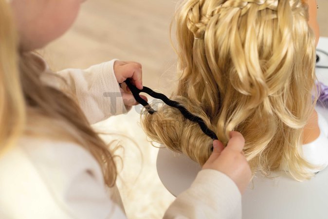 Česacia hlava pre kaderníčku so svetlými vlasmi My Beauty Blonde Styling Head Smoby vytváranie účesov s 19 doplnkami