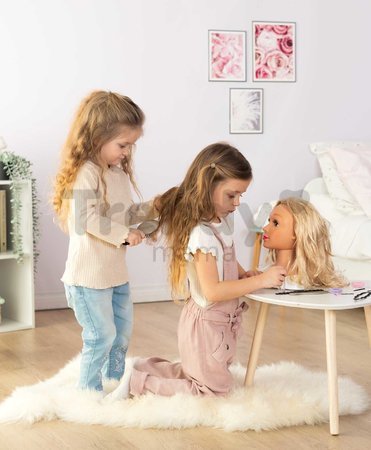 Česacia hlava pre kaderníčku so svetlými vlasmi My Beauty Blonde Styling Head Smoby vytváranie účesov s 19 doplnkami