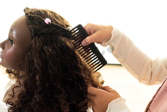 Česacia hlava pre kaderníčku s hnedými vlasmi My Beauty Styling Head Smoby vytváranie účesov s 23 doplnkami