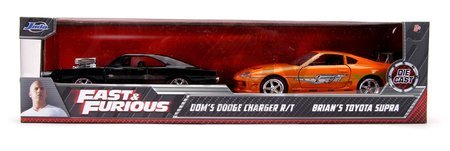 Autíčka Toyota Supra a Dodge Charger 1970 Fast & Furious Twin Pack Jada kovové s otvárateľnými dverami dĺžka 12 cm 1:32