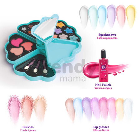 Kozmetická paleta s očnými tieňmi Glam Makeup Palette Smoby 8 leskov na pery s lícenkami a aplikátormi od 6 rokov