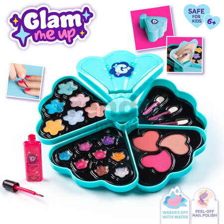 Kozmetická paleta s očnými tieňmi Glam Makeup Palette Smoby 8 leskov na pery s lícenkami a aplikátormi od 6 rokov