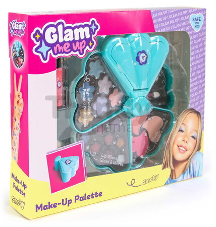 Kozmetická paleta s očnými tieňmi Glam Makeup Palette Smoby 8 leskov na pery s lícenkami a aplikátormi od 6 rokov