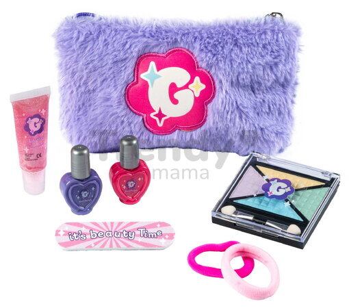Kozmetická taštička s očnými tieňmi a leskom na pery Glam Makeup Kit Smoby s lakom na nechty 8 doplnkov od 6 rokov