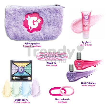 Kozmetická taštička s očnými tieňmi a leskom na pery Glam Makeup Kit Smoby s lakom na nechty 8 doplnkov od 6 rokov
