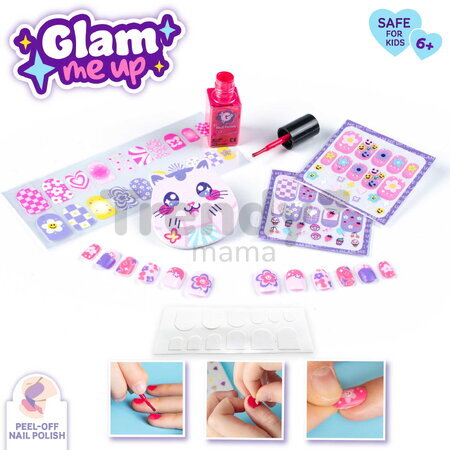 Sada na manikúru s nalepovacími nechtami Glam Nail Set Smoby s lakom a pilníkom 6 doplnkov od 6 rokov