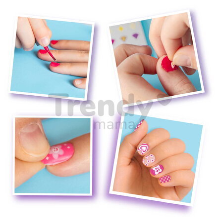 Sada na manikúru s nalepovacími nechtami Glam Nail Set Smoby s lakom a pilníkom 6 doplnkov od 6 rokov