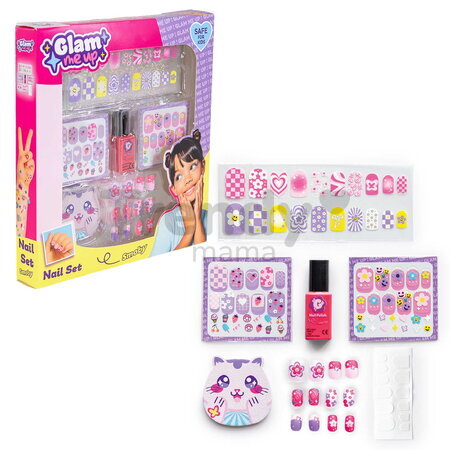 Sada na manikúru s nalepovacími nechtami Glam Nail Set Smoby s lakom a pilníkom 6 doplnkov od 6 rokov