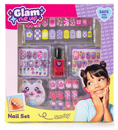 Sada na manikúru s nalepovacími nechtami Glam Nail Set Smoby s lakom a pilníkom 6 doplnkov od 6 rokov