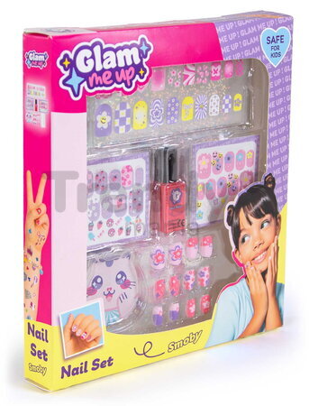 Sada na manikúru s nalepovacími nechtami Glam Nail Set Smoby s lakom a pilníkom 6 doplnkov od 6 rokov