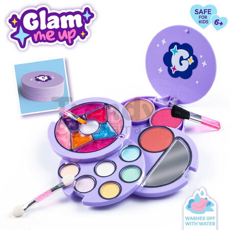 Kozmetická paleta s očnými tieňmi a aplikátormi Glam Compact Makeup Palette Smoby so zrkadlom od 6 rokov