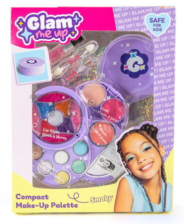 Kozmetická paleta s očnými tieňmi a aplikátormi Glam Compact Makeup Palette Smoby so zrkadlom od 6 rokov