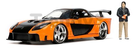 Autíčko Mazda RX-7 1995 Fast & Furious Jada kovové s otvárateľnými časťami a figúrkou Hana dĺžka 19 cm 1:24
