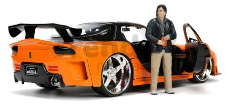 Autíčko Mazda RX-7 1995 Fast & Furious Jada kovové s otvárateľnými časťami a figúrkou Hana dĺžka 19 cm 1:24