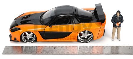 Autíčko Mazda RX-7 1995 Fast & Furious Jada kovové s otvárateľnými časťami a figúrkou Hana dĺžka 19 cm 1:24