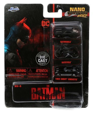 Autíčka Batman Nano 3-Pack Jada kovové dĺžka 4 cm sada 3 druhov