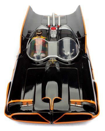 Autíčko Batman 1966 Classic Batmobile Jada kovové s otvárateľnými dverami a figúrkou Batmana dĺžka 22 cm 1:24