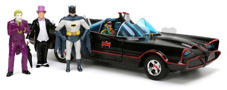 Autíčko Batman Classic Batmobile 1966 Deluxe Jada kovové s otvárateľnými dverami a 4 figúrkami dĺžka 19 cm 1:24