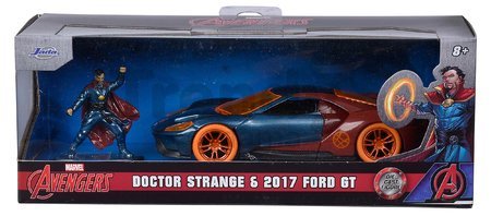 Autíčko Marvel Doctor Strange Ford GT Jada kovové s otvárateľnými dverami a figúrkou Doctor Strange dĺžka 13,3 cm 1:32