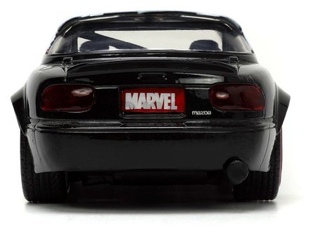 Autíčko Marvel Ghost Spider Mazda Miata 1990 Jada kovové s otvárateľnými dverami a figúrkou Gwen dĺžka 12,5 cm 1:32