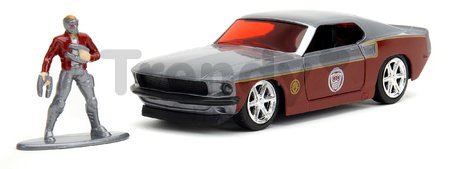 Autíčko Fastback 1969 Ford Mustang Marvel Jada kovové s otvárateľnými dverami a figúrka Star Lord dĺžka 13,9 cm 1:32