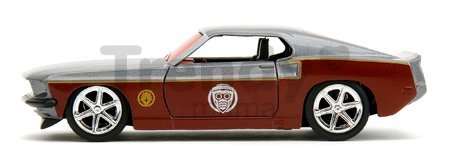 Autíčko Fastback 1969 Ford Mustang Marvel Jada kovové s otvárateľnými dverami a figúrka Star Lord dĺžka 13,9 cm 1:32