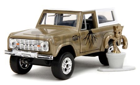 Autíčko Marvel Ford Bronco 1973 Jada kovové s otvárateľnými dverami a figúrkou Groot dĺžka 14 cm 1:32