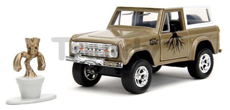 Autíčko Marvel Ford Bronco 1973 Jada kovové s otvárateľnými dverami a figúrkou Groot dĺžka 14 cm 1:32