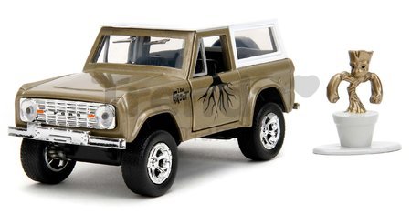 Autíčko Marvel Ford Bronco 1973 Jada kovové s otvárateľnými dverami a figúrkou Groot dĺžka 14 cm 1:32