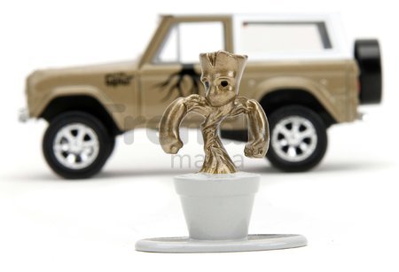 Autíčko Marvel Ford Bronco 1973 Jada kovové s otvárateľnými dverami a figúrkou Groot dĺžka 14 cm 1:32