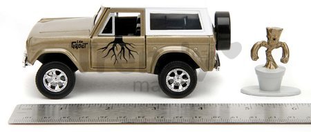 Autíčko Marvel Ford Bronco 1973 Jada kovové s otvárateľnými dverami a figúrkou Groot dĺžka 14 cm 1:32