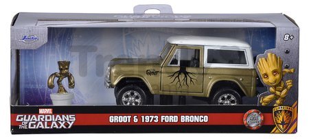 Autíčko Marvel Ford Bronco 1973 Jada kovové s otvárateľnými dverami a figúrkou Groot dĺžka 14 cm 1:32