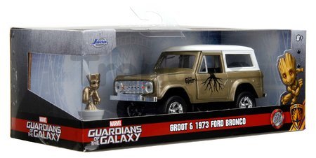 Autíčko Marvel Ford Bronco 1973 Jada kovové s otvárateľnými dverami a figúrkou Groot dĺžka 14 cm 1:32