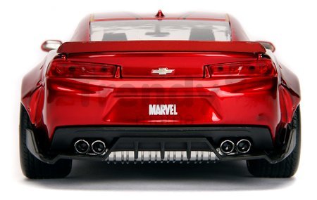 Autíčko Marvel Iron Man 2016 Chevy Camaro Jada kovové s otvárateľnými časťami a figúrkou Iron Man dĺžka 22 cm 1:24