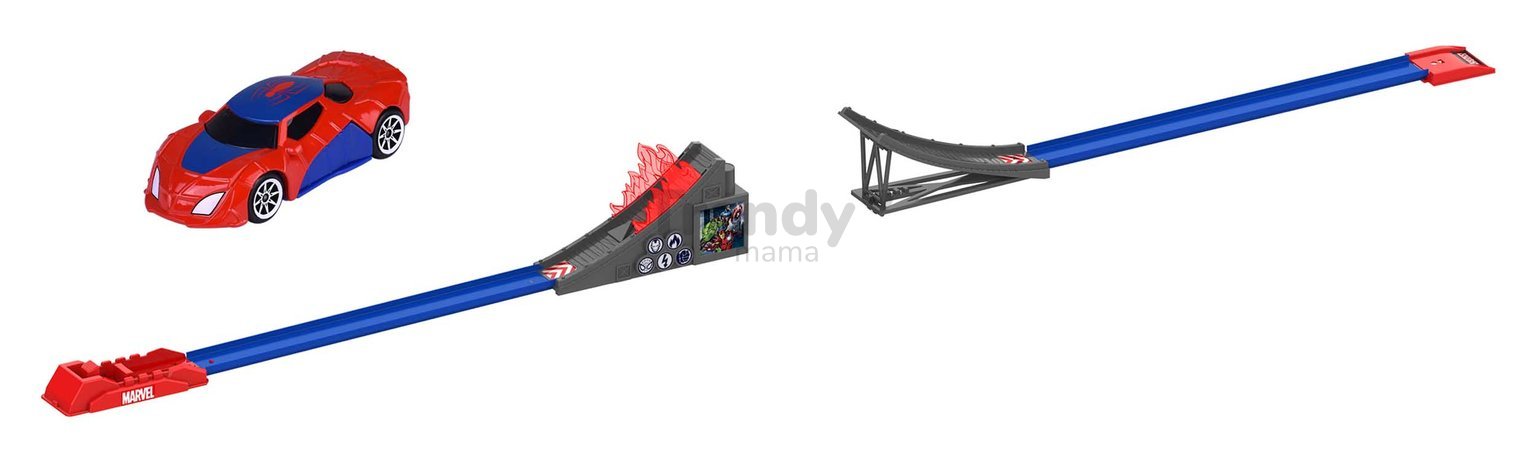 Skákací most Bridge Jumper Marvel Majorette dĺžka 150 cm s kovovým autíčkom Spiderman 1:64