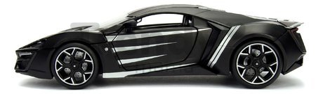 Autíčko Marvel Avengers Lykan Hypersport Jada kovové s otvárateľnými časťami a figúrkou Black Panther dĺžka 20 cm 1:24