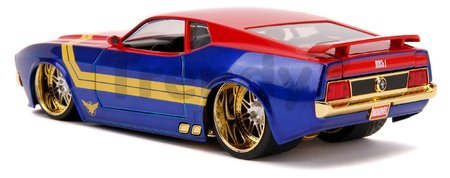 Autíčko Marvel Ford Mustang Mach 1973 Jada kovové s otvárateľnými časťami a figúrkou Captain Marvel 18 cm dĺžka 1:24
