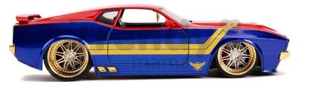 Autíčko Marvel Ford Mustang Mach 1973 Jada kovové s otvárateľnými časťami a figúrkou Captain Marvel 18 cm dĺžka 1:24