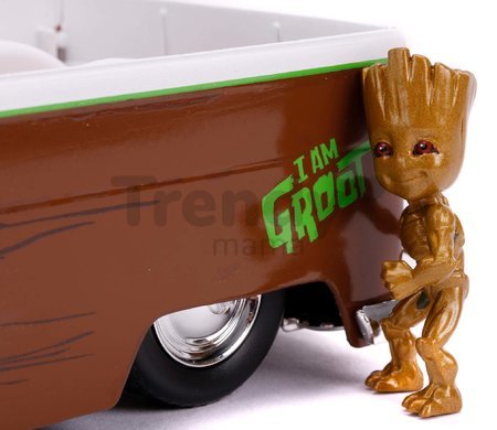 Autíčko Marvel Groot 1963 VW Bus Pickup Jada kovové s otvárateľnými časťami a figúrkou Groot dĺžka 20,5 cm 1:24