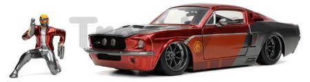 Autíčko Marvel 1967 Shelby GT-500 Jada kovové s otvárateľnými časťami a figúrkou Star Lord dĺžka 20 cm 1:24