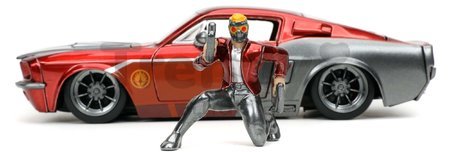 Autíčko Marvel 1967 Shelby GT-500 Jada kovové s otvárateľnými časťami a figúrkou Star Lord dĺžka 20 cm 1:24