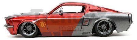 Autíčko Marvel 1967 Shelby GT-500 Jada kovové s otvárateľnými časťami a figúrkou Star Lord dĺžka 20 cm 1:24