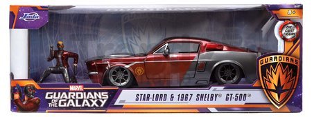 Autíčko Marvel 1967 Shelby GT-500 Jada kovové s otvárateľnými časťami a figúrkou Star Lord dĺžka 20 cm 1:24