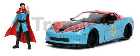 Autíčko Marvel Doctor Strange Chevy Corvette 2006 Jada kovové s otvárateľnými časťami a figúrkou Doctor Strange dĺžka 22 cm 1:24
