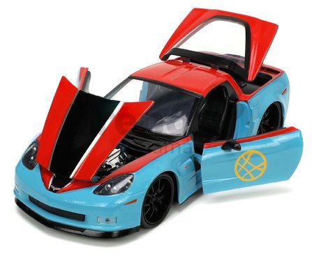 Autíčko Marvel Doctor Strange Chevy Corvette 2006 Jada kovové s otvárateľnými časťami a figúrkou Doctor Strange dĺžka 22 cm 1:24