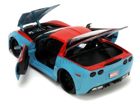 Autíčko Marvel Doctor Strange Chevy Corvette 2006 Jada kovové s otvárateľnými časťami a figúrkou Doctor Strange dĺžka 22 cm 1:24