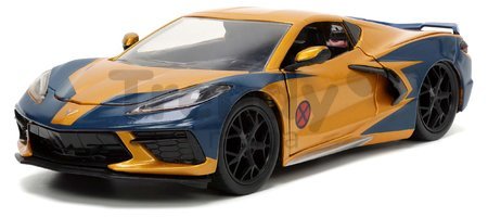 Autíčko Marvel Chevy Corvette Jada kovové s otvárateľnými časťami a figúrkou Wolverine dĺžka 22 cm 1:24